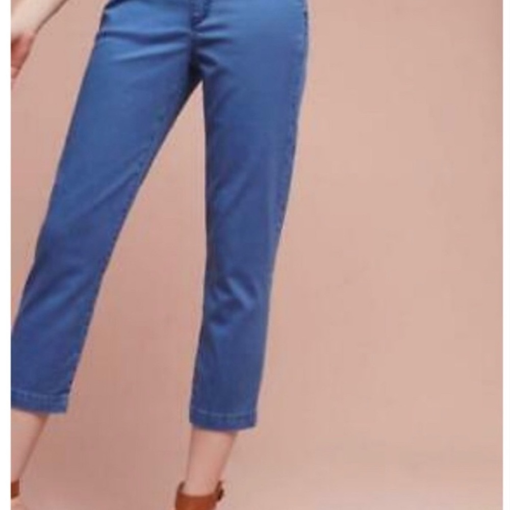 Anthropologie Chino Slim Blue Cropped Pants